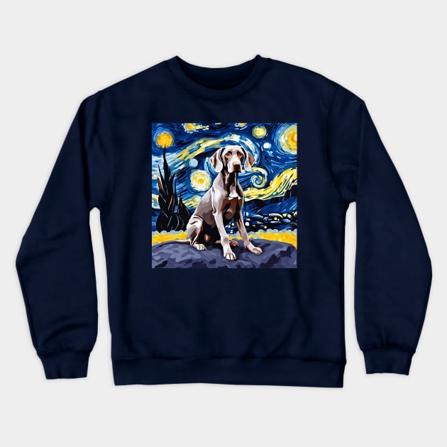 Weimaraner Night Crewneck Sweatshirt by Doodle and Things